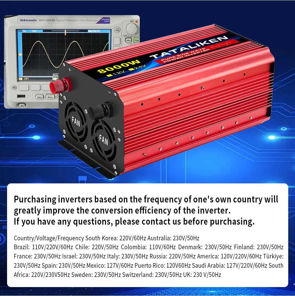 Pure Sine Wave Inverter DC 12V/24V To AC 110V/220V 1600W 2500W 3500W 4500W 5000W 6000W Portable Power Converter Universal Socket