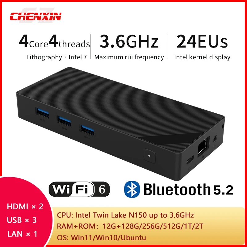 Mini PC 2026 ZX05 com Windows 11, Windows 10, Ubuntu, Intel N150