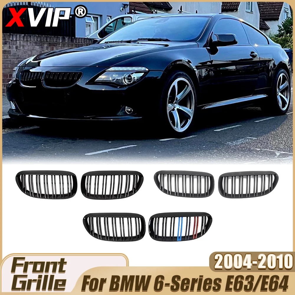 

XVIP Matte Black Double Line Style Front Racing Grille Glossy M-Color Bumper Grille Upper Grill For BMW 6-Series E63/E64 2004-10