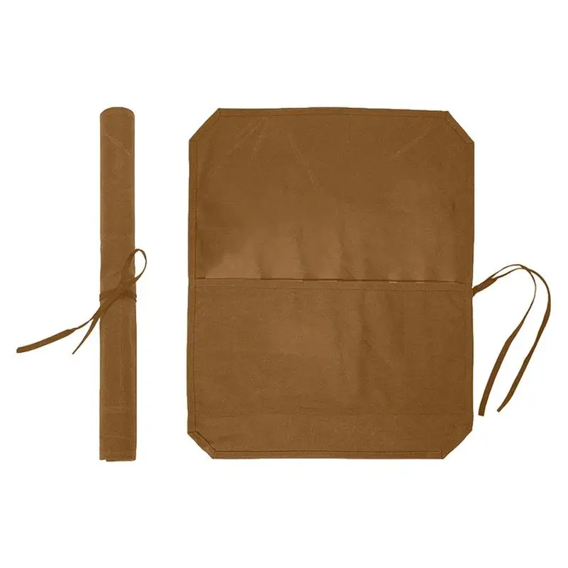 Roll Up Knives Bag Waxed Canvas Knifes Cultery Carrier 7 Slots  Durable Canvas Chef Knives Roll Bag Canvas Knifes Case With An