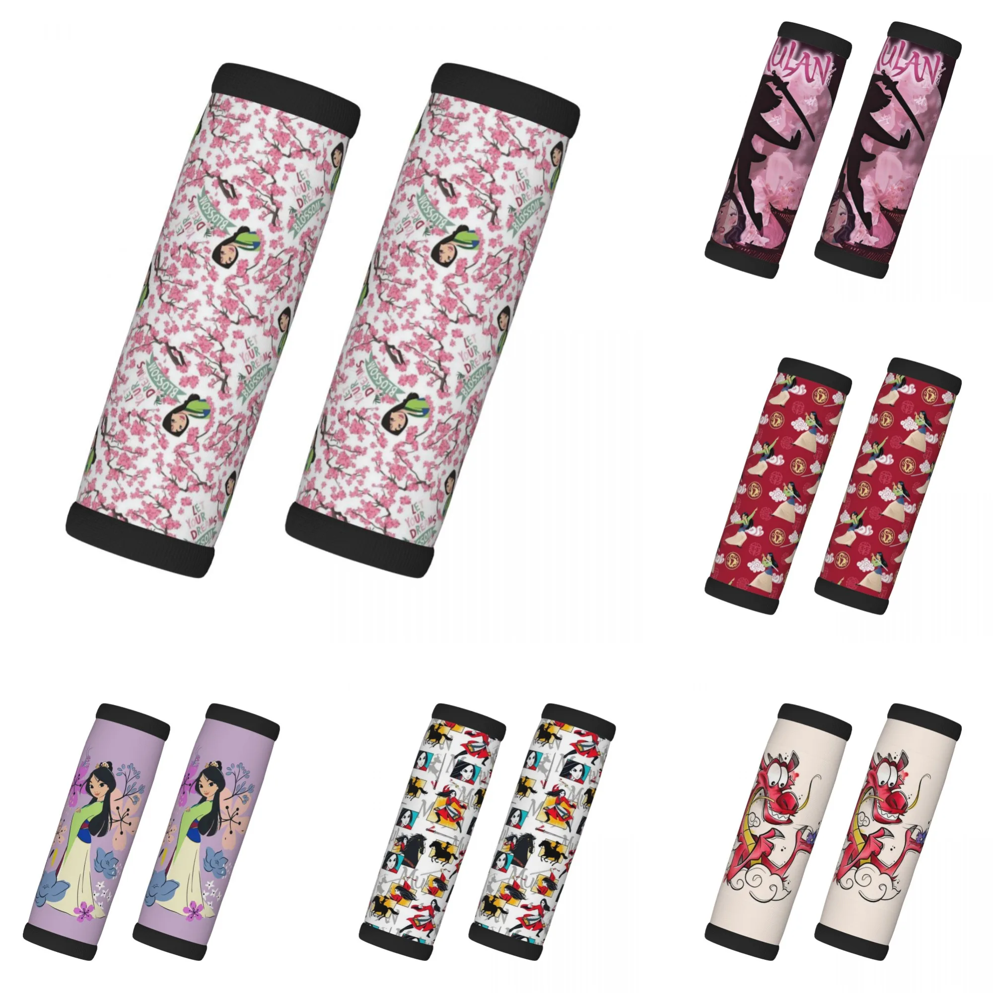 

Custom Mulan Princess 2 Pcs Luggage Handle Wrap Soft Grip Handle Cover Handle Grip Neoprene Luggage For Car Interiors