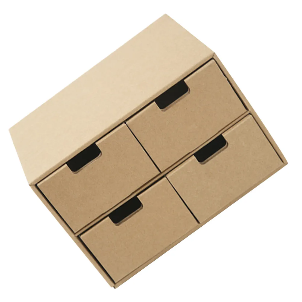 Foldable Reusable Kraft Paper Desktop Drawer Organizer Box for Office Desk Documents Files Receipts Storage Efficient Workspace