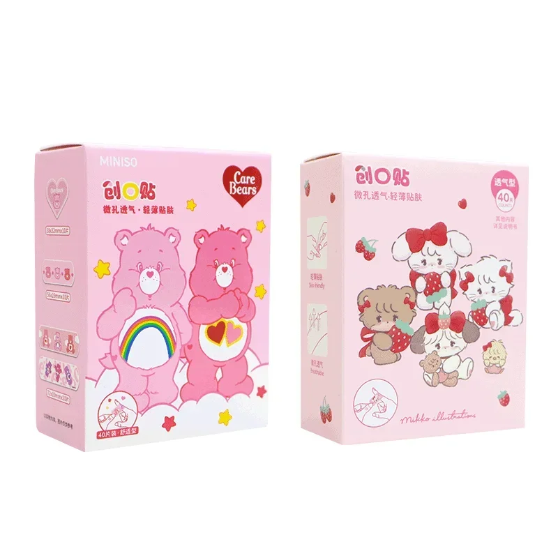 MINISO Kawaii Mikko Care Bears Waterproof Band-Aid 40Pcs Anime Sanrio Girly Heart Cute Microporous Breathable Band-Aid