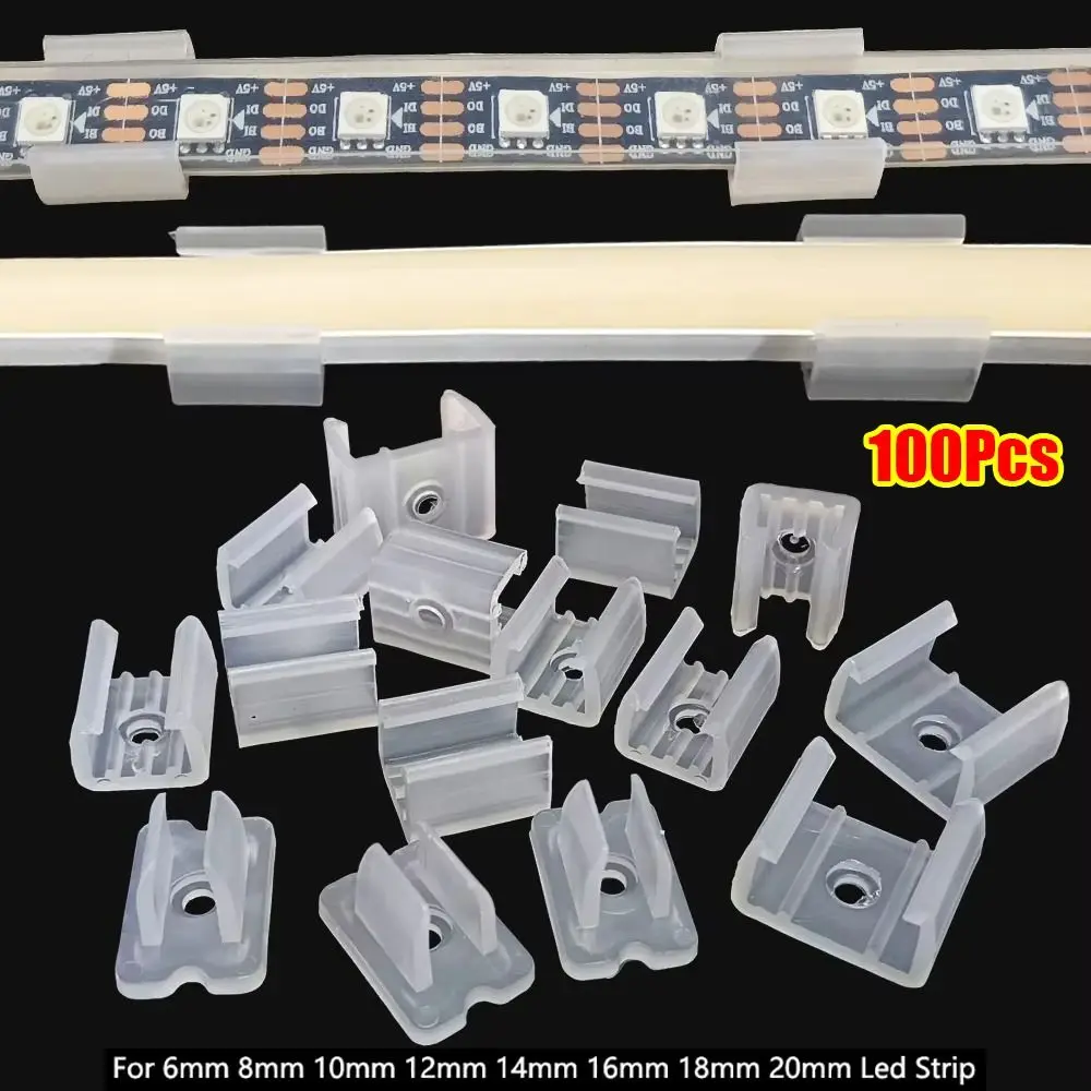 100Pcs 220V Flexible COB LED Strip Fixed Clips Lamp Holder Fitting 8-20mm Light Mounting Buckle 5050/5730/2835 Plastic