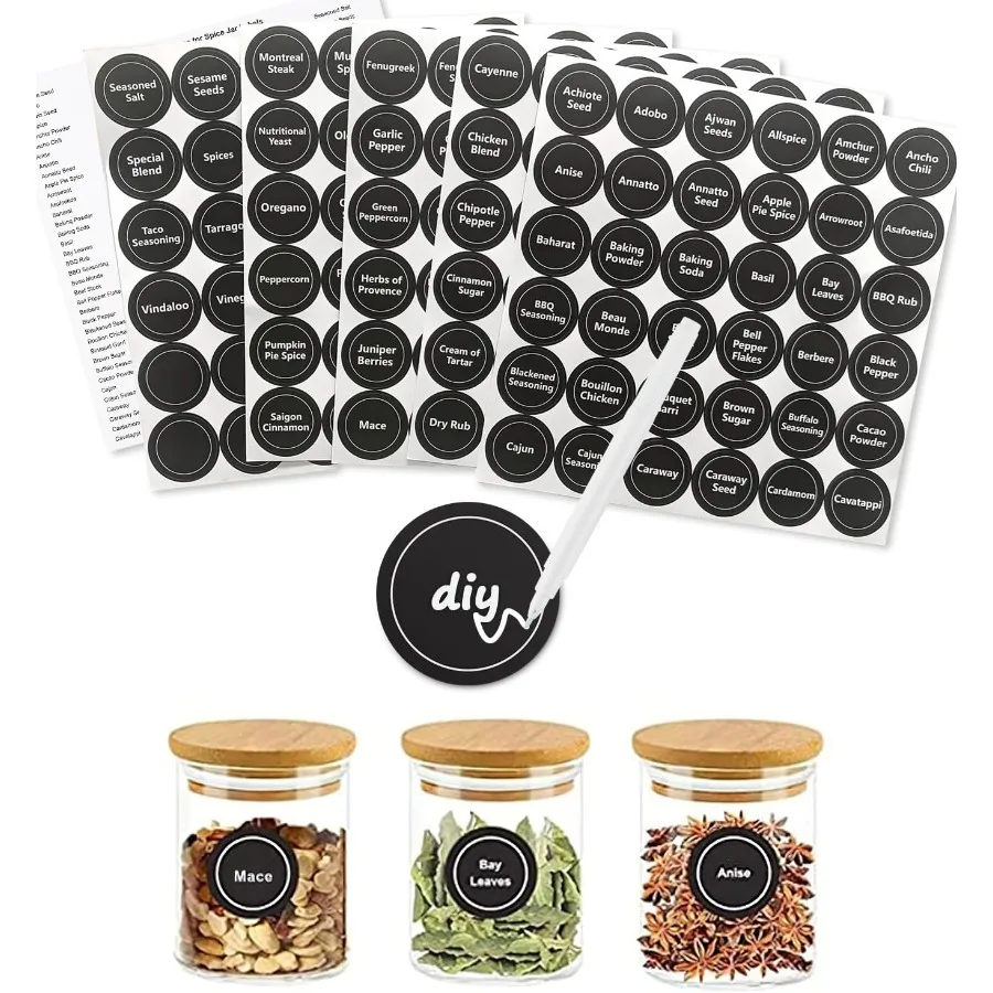 

180 этикеток для специй для пищевых контейнеров, этикетки для классной доски для банок, этикетки для специй, мешалки, травы, приправы, кухонные этикетки для оплаты, маленький мел