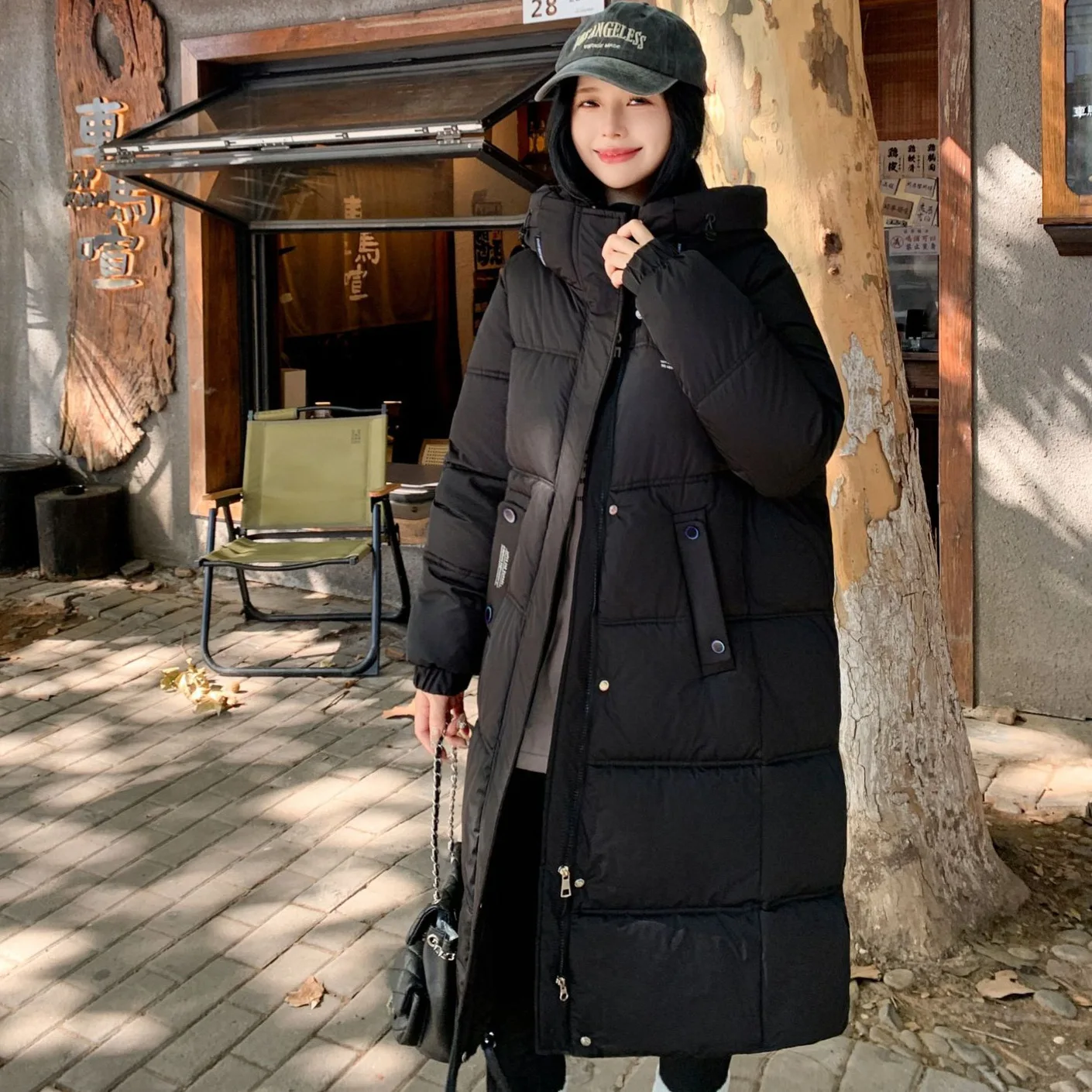Women Hooded Long Parkas Coats Oversize Jacket Solid Zipper Long Sleeves Loose Fit Thick Office Lady Casual 2025 Autumn Winter