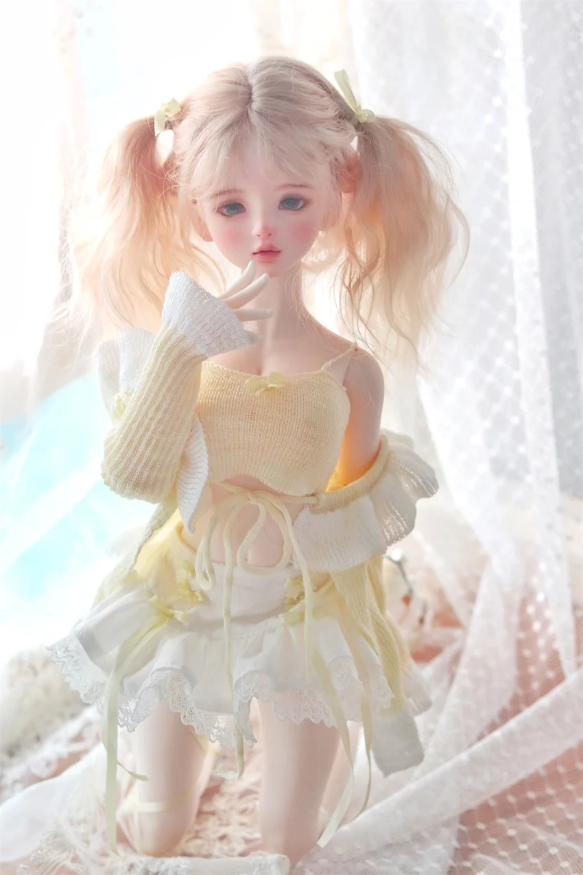 BJD /SD Doll Clothes Toys Cute Sets Girls Beautiful Lacy Dress Yellow Pink Purple 1/4 Soft Short Skirt Gifts Doll Accessories