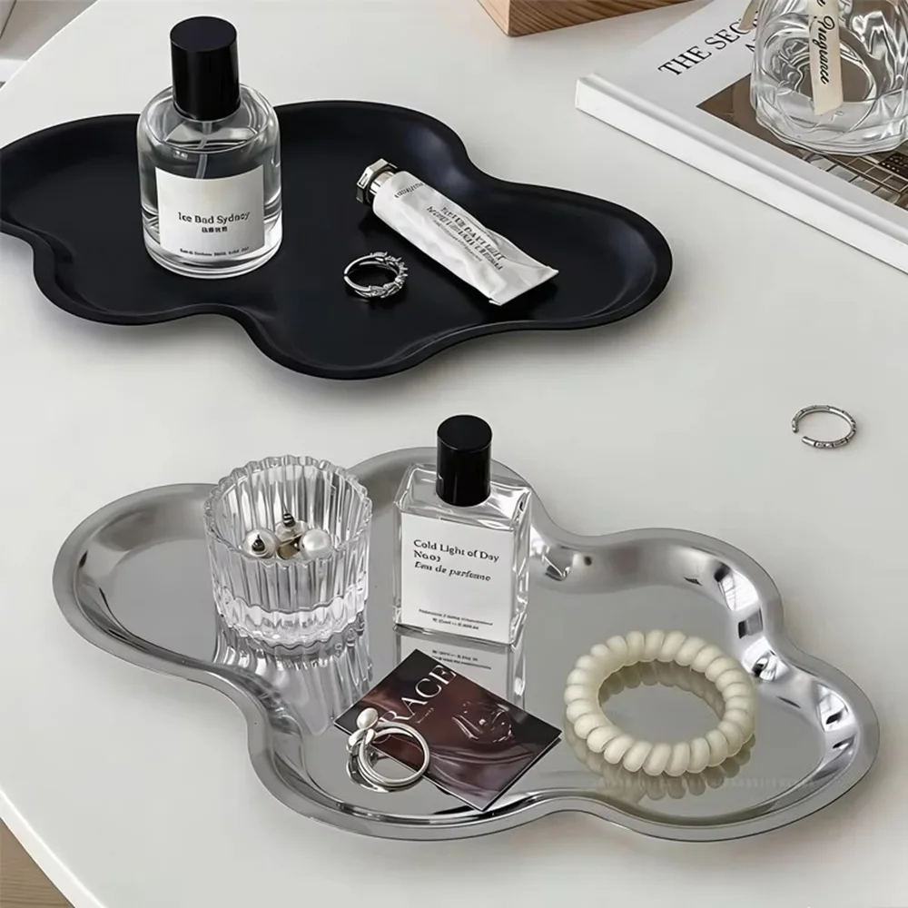 Cloud Shaped Storage Tray Stainless Steel Serving Plate Dessert Snack Dish Jewelry Storage Organizer Modern Home Kitchen Decor