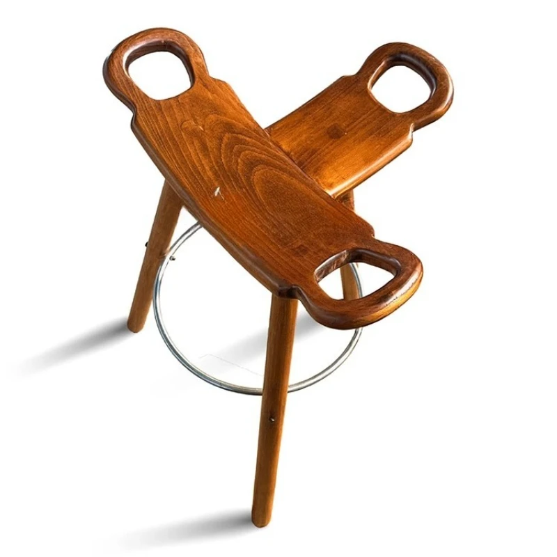 

Medieval Furniture Spanish Fauvism Style Bar Chair Home Leisure Bar Chair Vintage High Stool