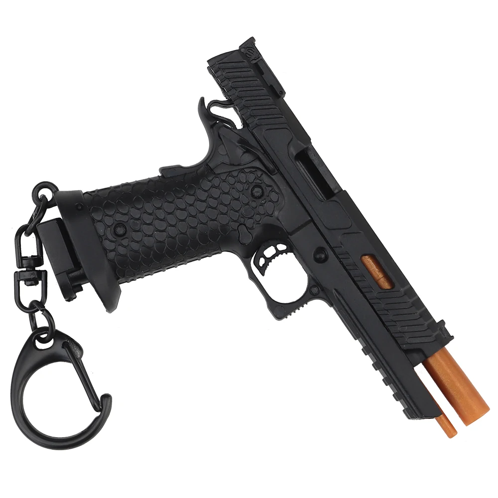 Llavero con forma de pistola en miniatura, miniarma negra de combate TTA 1:4, adorno colgante, regalo para fanáticos del ejército, colección de modelos