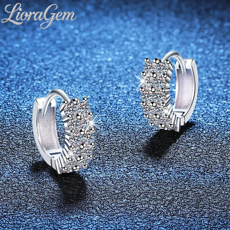 LioraGem Women's Double-Row Full-Diamond Moissanite Earrings, Simple and Elegant Moissanite Ear Buckle Platinum PT950 Stamp