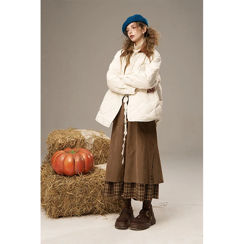 

ELFSACK 2025, осенние новые поступления, классическая повседневная нерегулярная кружевная лоскутная дизайнерская юбка для женщин