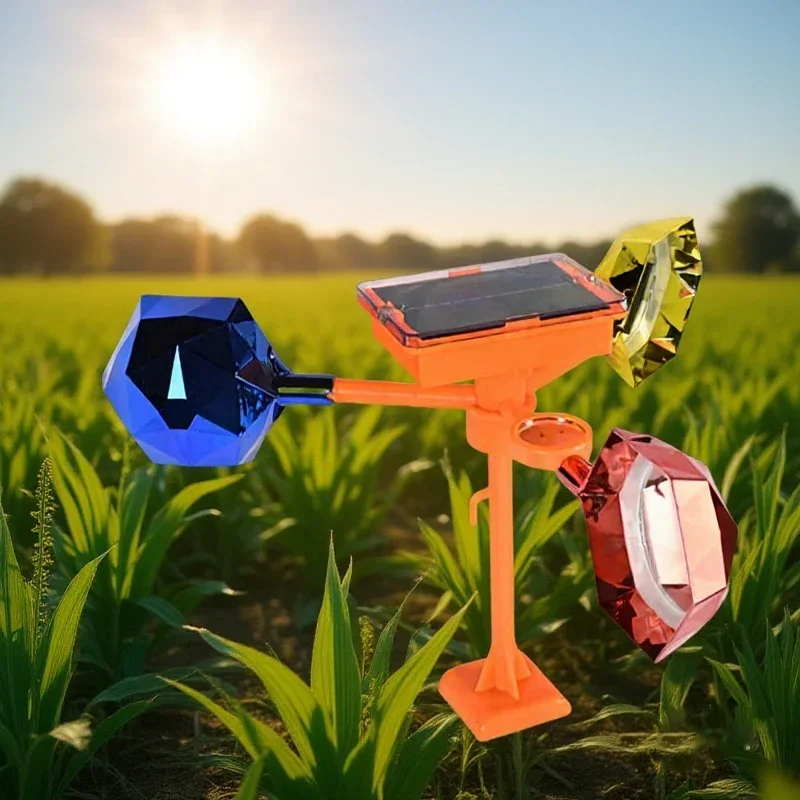 1 Set Waterproof Solar Energy Bird Repelling Device Reflector Farm Orchard Bird Scaring Device 360° Rotating Solar Bird Repeller