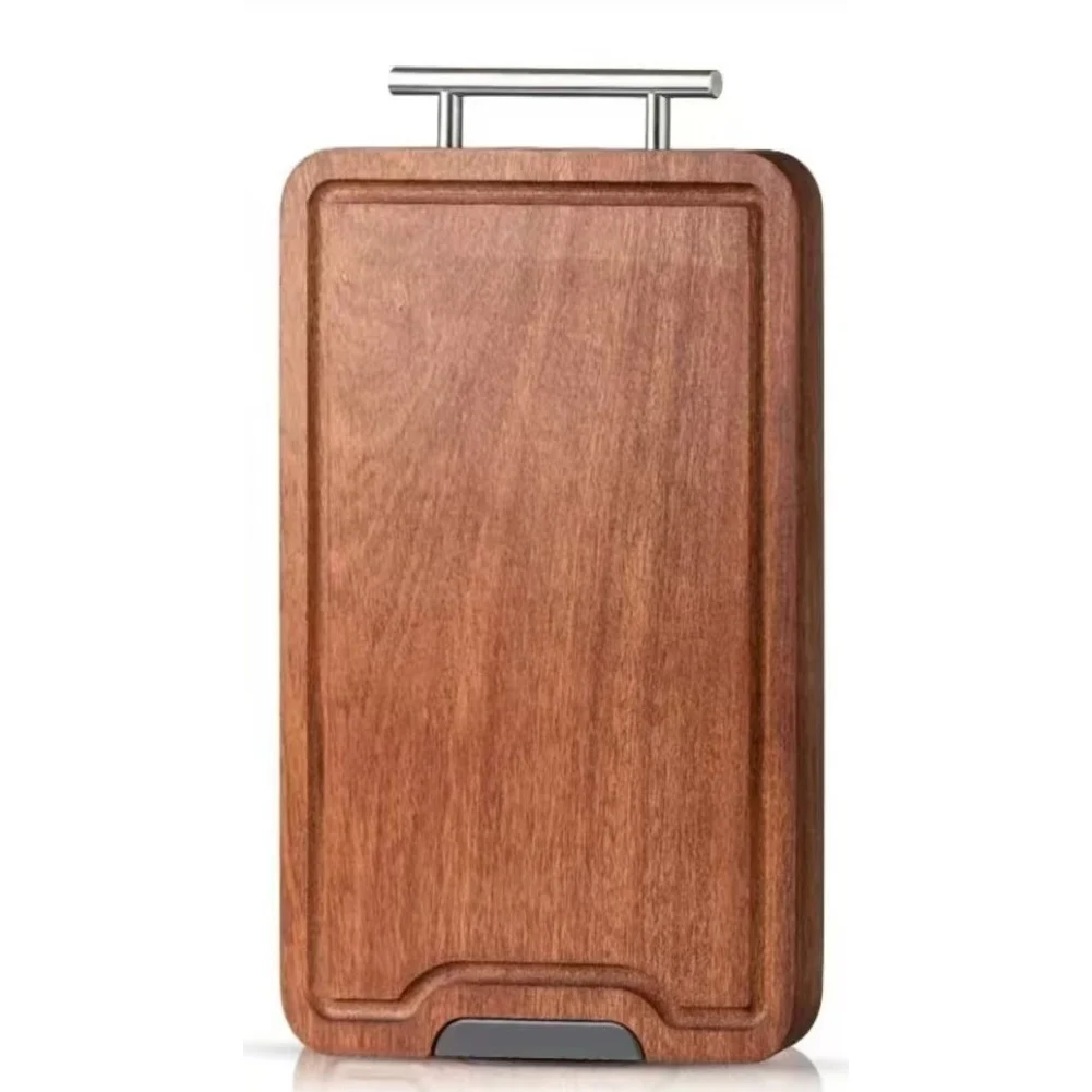 Heavy Duty Ebony Wood Cutting Board Double Sided with Deep Juice Groove for Multi Purpose Kitchen Use and Food Serving