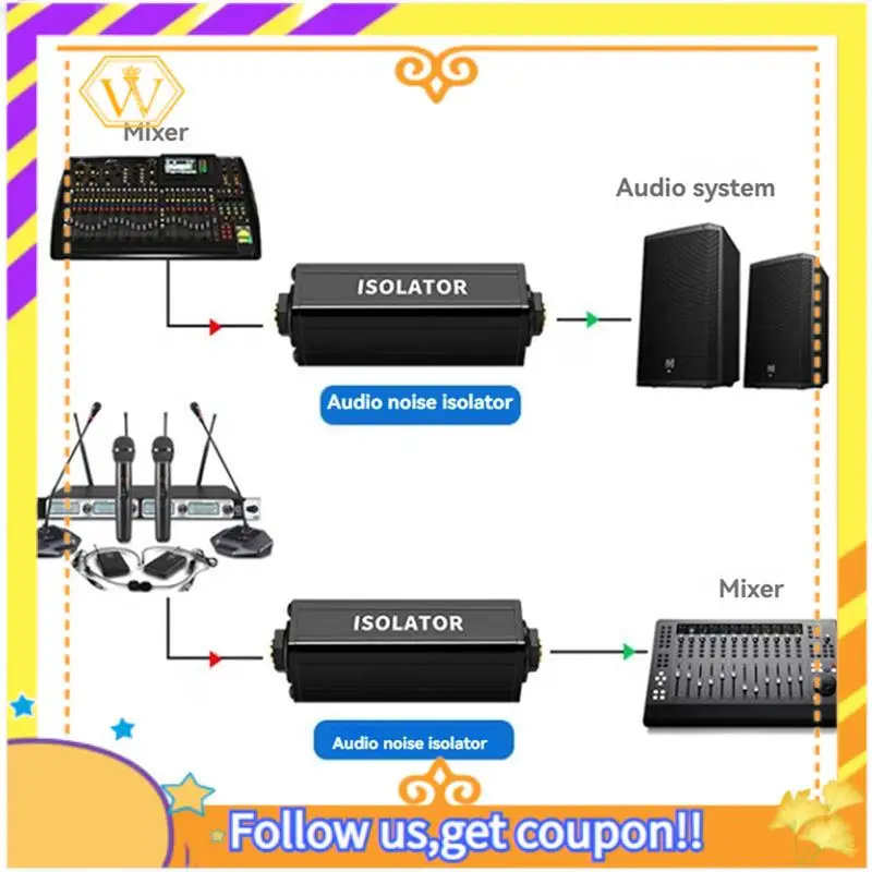Neueste-6,5 Audio Isolator Sound Strom Noise Eliminator Ground Loop Isolator TS Audio Isolator Sound Balancing Adapter