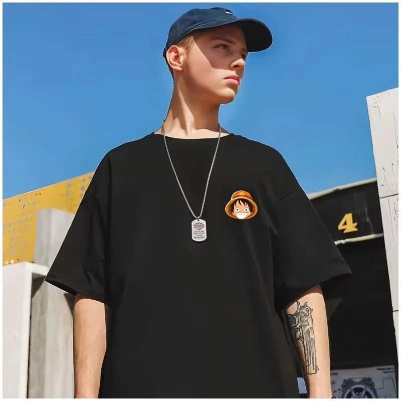 Anime streetwear marca de uma peça camisetas masculinas verão y2k roupas femininas oversized manga curta camiseta casual algodão topos unisex