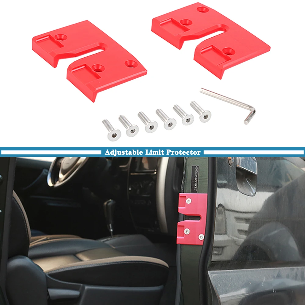 1/2-PACK Door Limit Protector Adjustable Limiter for Suzuki Jimny 2007-2017 2019-2023 Car Interior Accessories Red Plastics