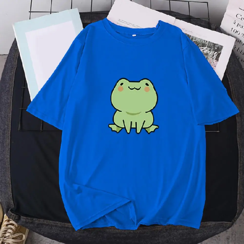 Women T-shirt Cartoon Easy Wear Polyester Short Sleeve Frog-Pullover Top Cute T-shirts Short Sleeve Oversized T-shirt for Summer