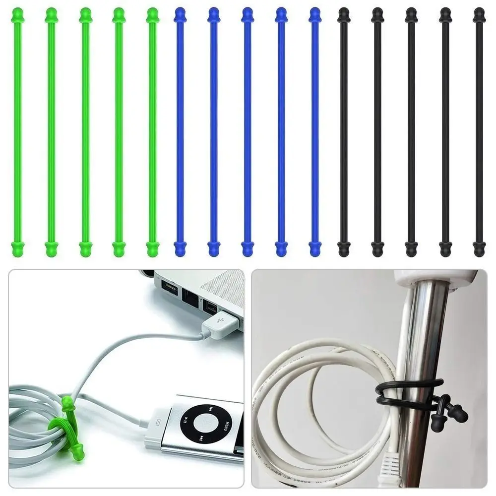 5pcs Original Silicone, Steel-Core, Reusable Rubber Twist Tie, Cable Tie Straps for Organizing. (Dia 4mm Length 3 inch)