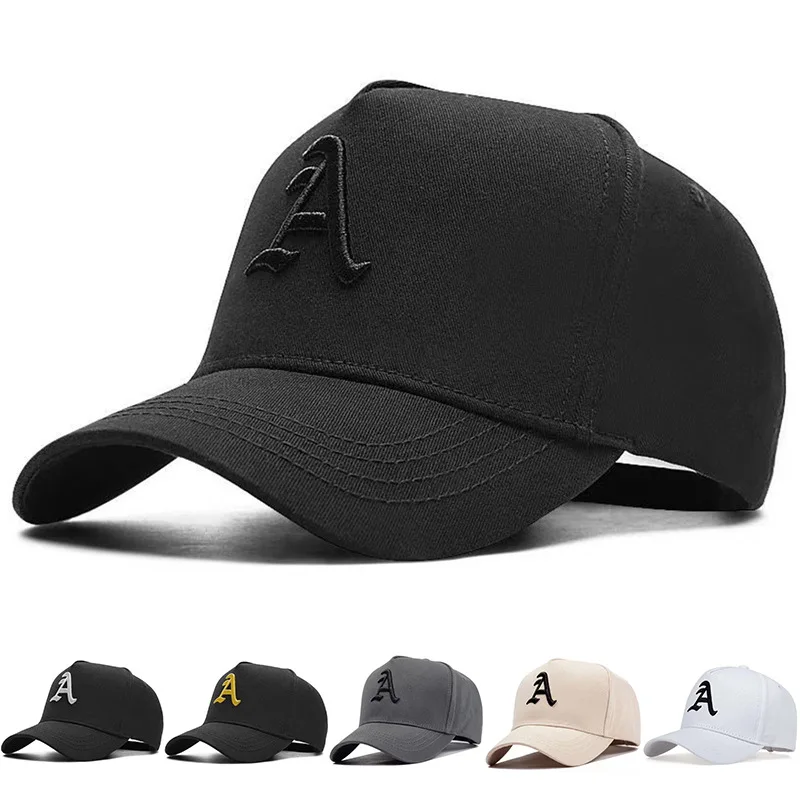 Spring and Summer High Top Baseball Cap  Letter A Embroidery Dad Deep Sun Hat Big Head Man Plus Size Snapback Sports Golf Cap