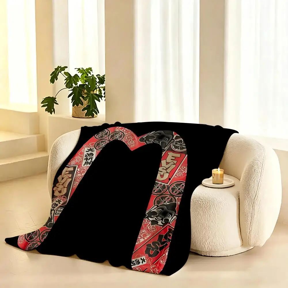 Evisu Fashion Throw 240g flannel blanket, suitable for sofas, beds, offices,  exquisite gift blankets