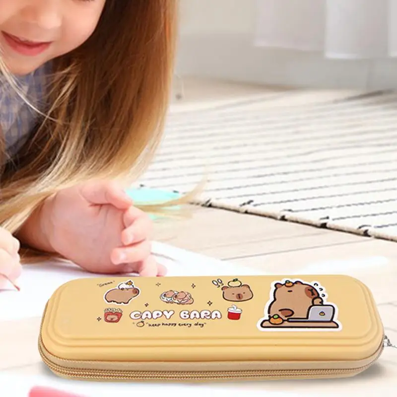 Wide Opening Pencil Case Capybara Large Capacity Multifunctional Pouch Large Capacity Cartoon Pen Case For School Workplace