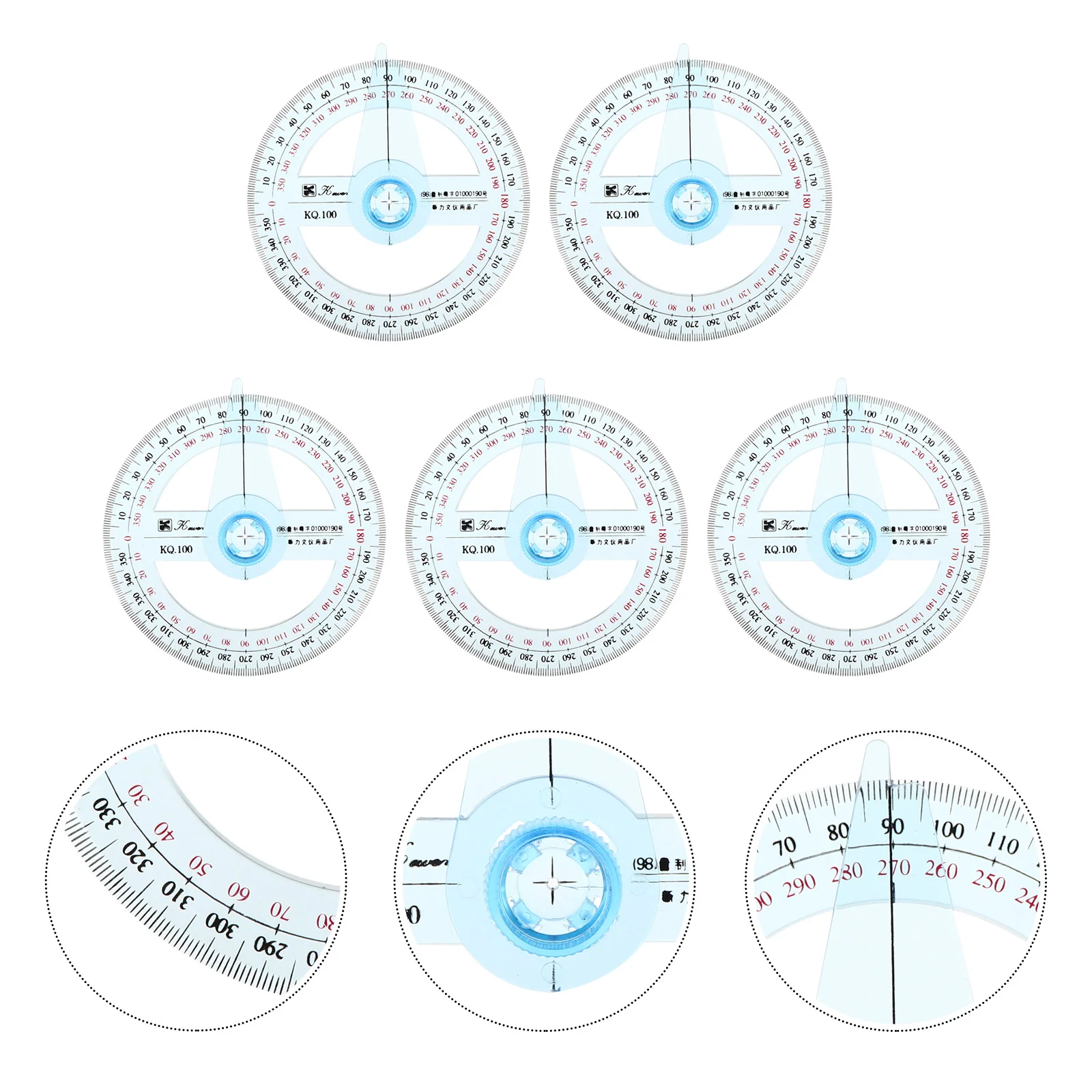 5 Pcs Protractor Angle Meter Bevel Right Stainless Steel Measurement Tool Circular Circle Maker Plastic 360° Equipment Ruler