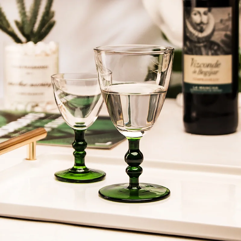 

60ml Retro Vintage Gobletl Glass Double Pearl Wine Glass Short Footed Glass Household Champagne Sweet Wine Glass Crystal Glass