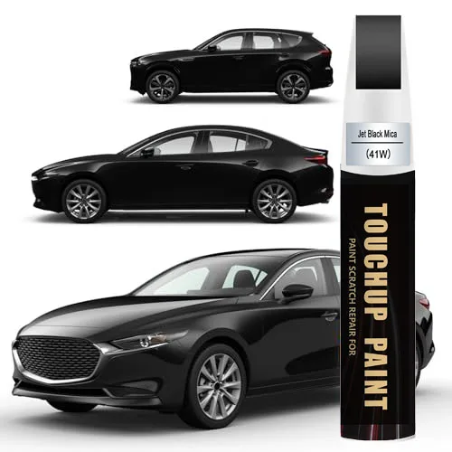 Car Touch Up Paint(Jet Black Mica(41W)) for Mazda Car Paint Scratch Repair Kit, Quick & Easy Solution to Repair