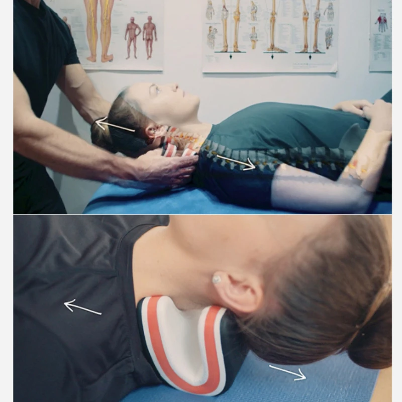 U-shaped Cervical Stretch Massage Pillow Back Neck Support Posture Corrector Relax Muscles Neck Brace EVA Foam Massage Pillow view 6