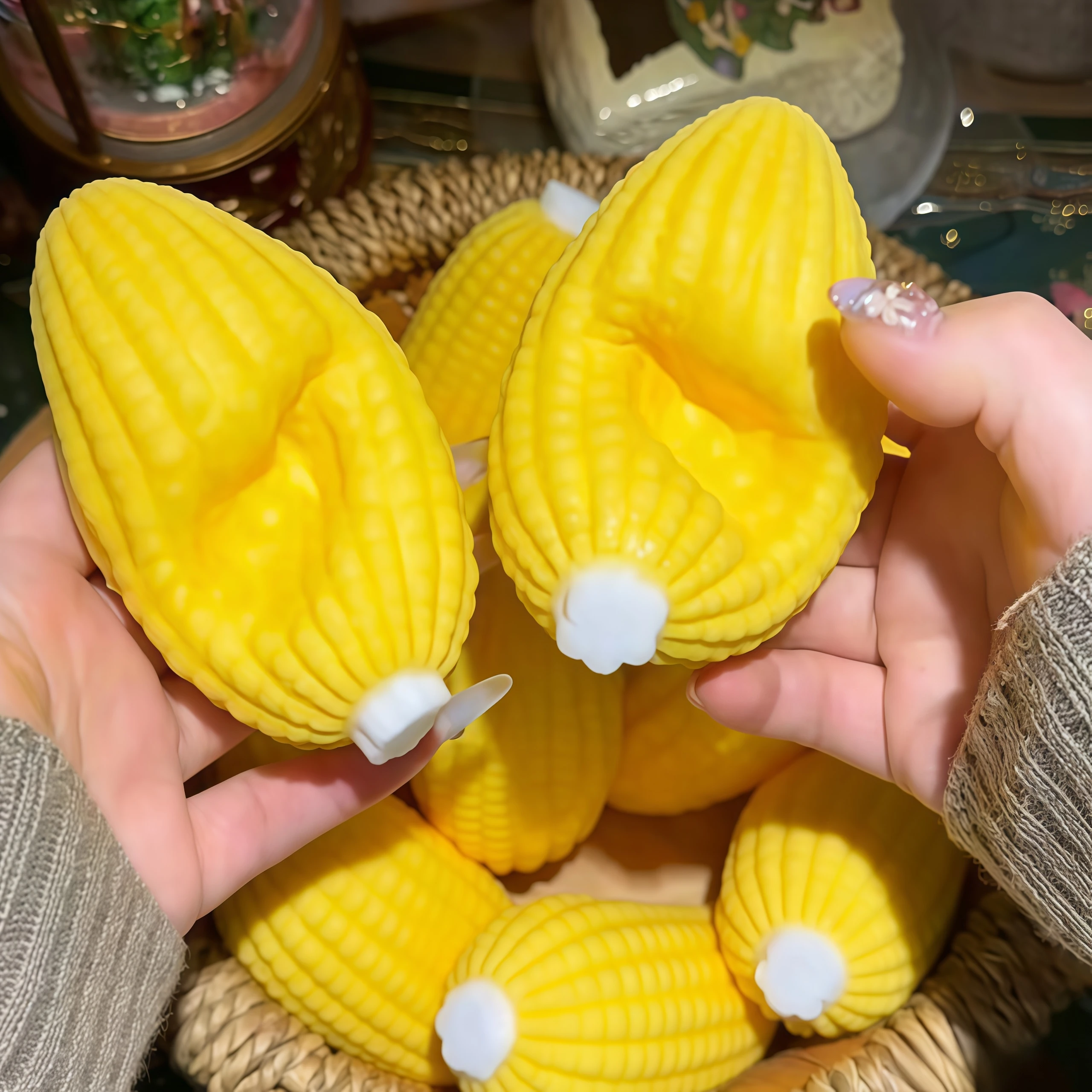Corn Building Block Pressure Ball Fidget Toy, Squeeze Ball Round Crisp Sound Block Filling, Asmr Adult Stress Relief Toy