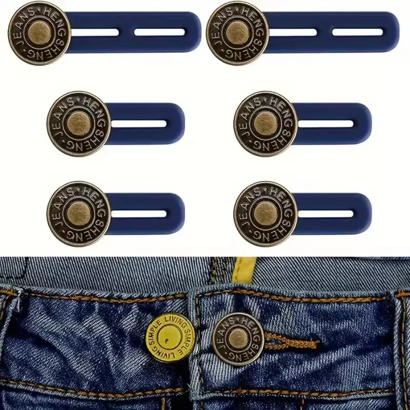 Unisex Waist Extender, Instant Belt Extension Solution 6 Piece Jeans and Pants Button Extender