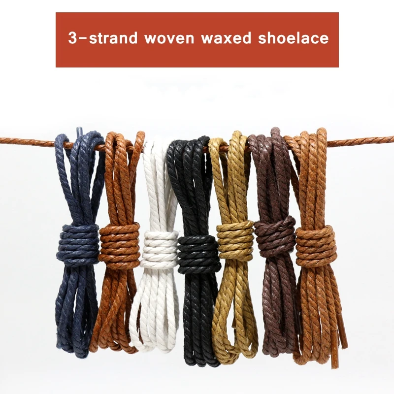 1 Pair Cotton Shoe Laces Precision Weaving Round Shoelaces Waxing Waterproof Used For Sneakers Casual Leather Shoes Shoelace