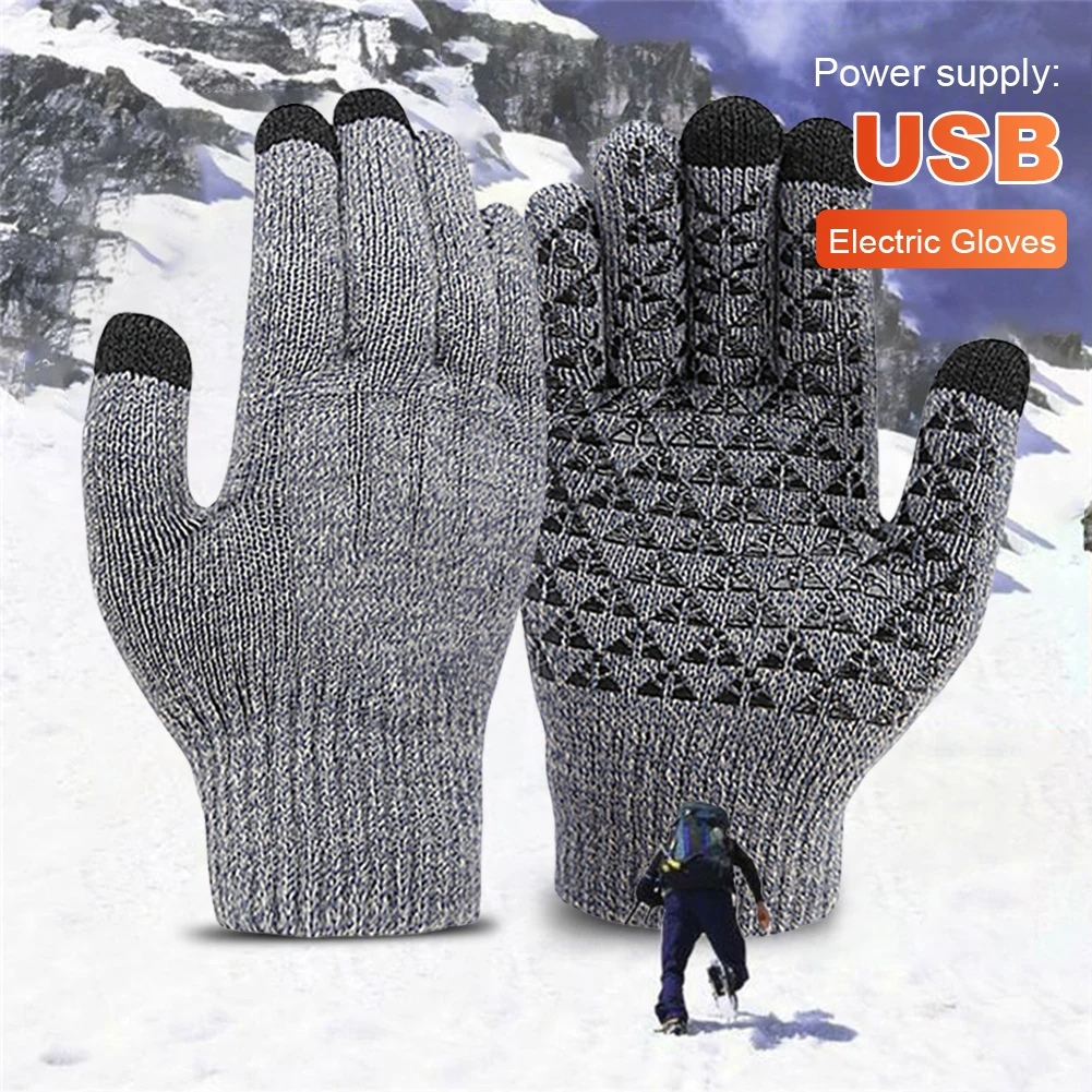 USB Heating Gloves Touch Screen Motorcycle Bicycle Gloves Electric Heated Gloves for Backpacking Mountaineering Riding Camping