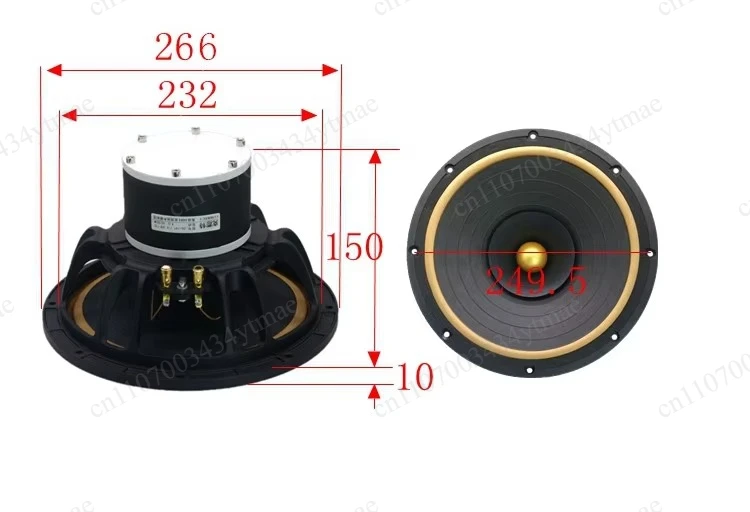 Single 10 Inch Full Range HiFi Speaker Alnico Magnet Aluminum Frame Leather Edge 8Ohm 80W Audio Driver Unit