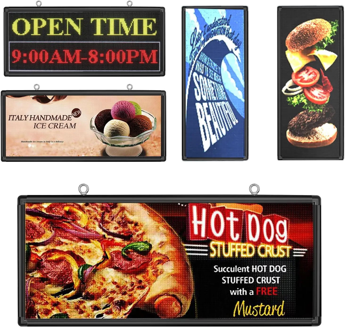 Sinal de LED programável ao ar livre com alta resolução, cores, WiFi e USB, 40x18 polegadas