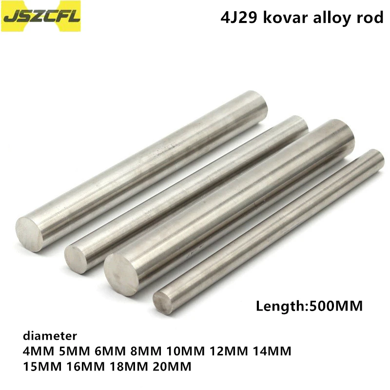 4J29 Kovar Alloy Rod Diameter 4mm-20mm 4J29 Iron Nickel Alloy Rod Kovar29 Alloy Bar for Electric Vacuum Components 500MM