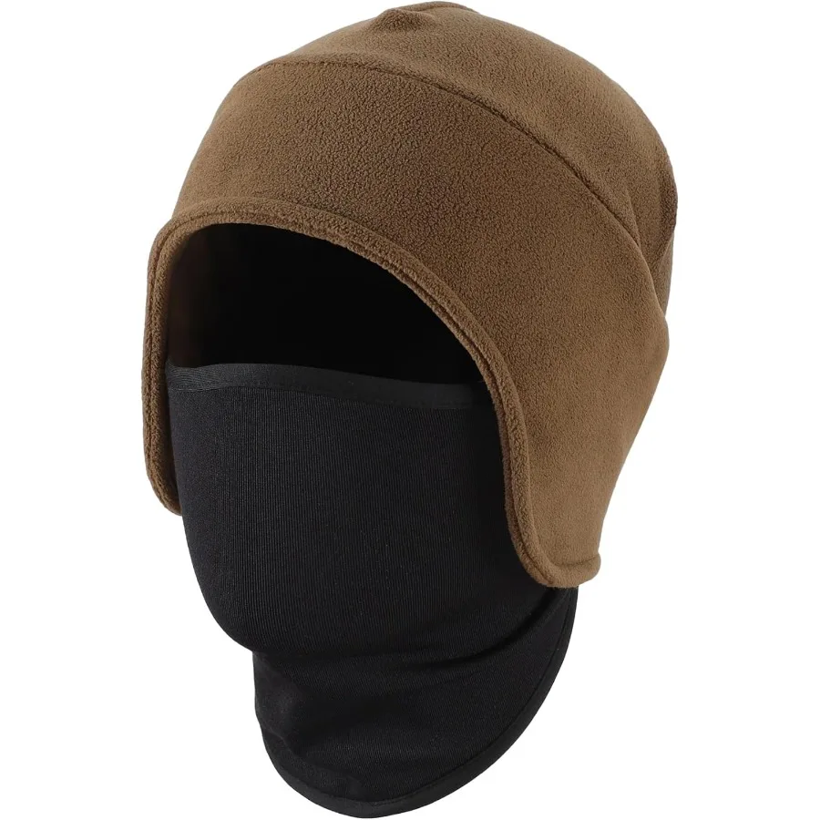 

Home Prefer Men's Winter Hat Fleece Beanie with Face Cover 2 in 1 Beanie Hat for Men Women