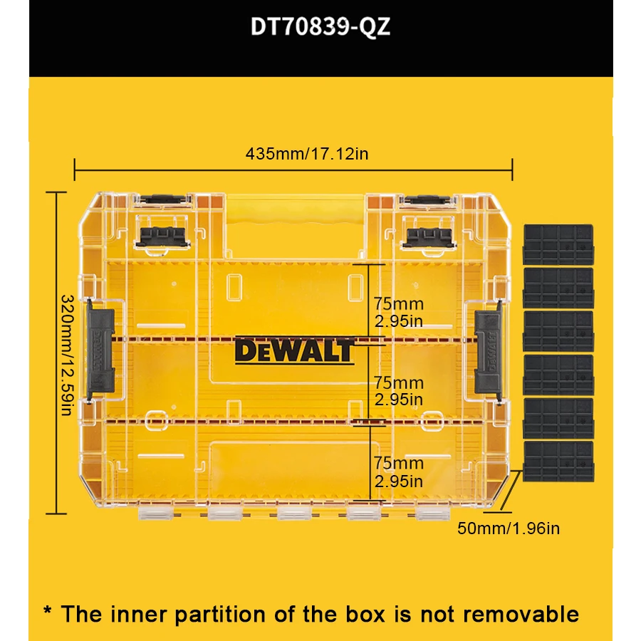 Imagem -02 - Dewalt Grande Case Resistente com Divisor Caixa de Ferramentas para Ferramenta Elétrica Empilhamento Cases de Armazenamento Dt70839-qz