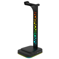 RGB Headphone Stand with Type C 2 USB Ports 3.5mm Audio for All Headsets Gamers Gaming PC Desktop Earphone Accessories Holder