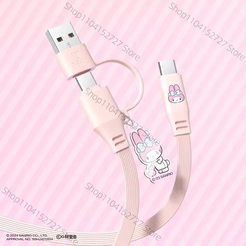 

Sanrio Original Fast Charging Cord Kuromi Melody Cinnamoroll Charging Cable 1M Universal for Typec Lighting USB Smartphone