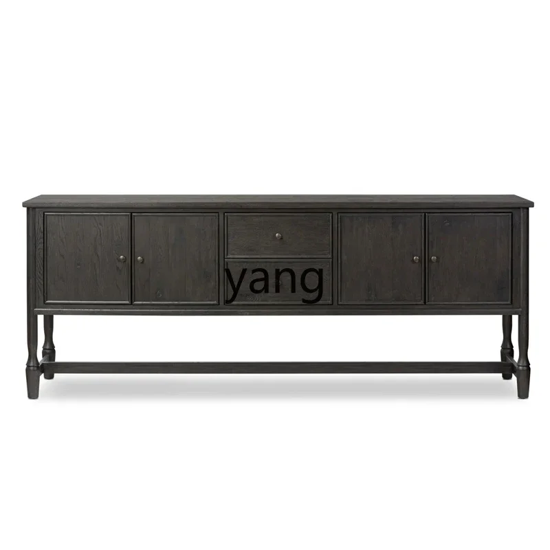 lzr Black Oak Solid Wood Dining Room Storage Multi-Functional Storage Cabinet
