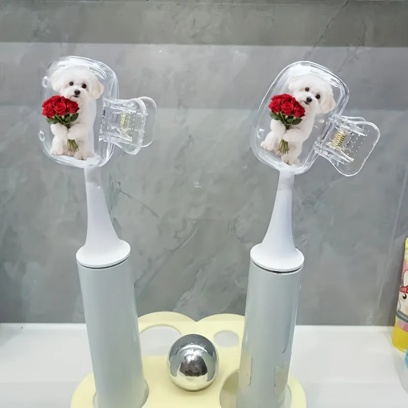 2pcs Cute Maltese Dog Portable Dust-Proof Odorless Toothbrush Case Durable and Stylish Toothbrush Travel Case Gifts For Family