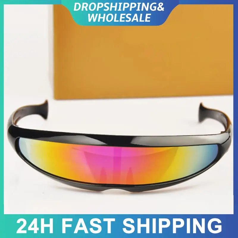 Funny Sunglasses Plastic Color Mirrored Single Lens Visor Sun Glasses Women Men Eyeglasses Big Frame Riding Wind-proof Goggles