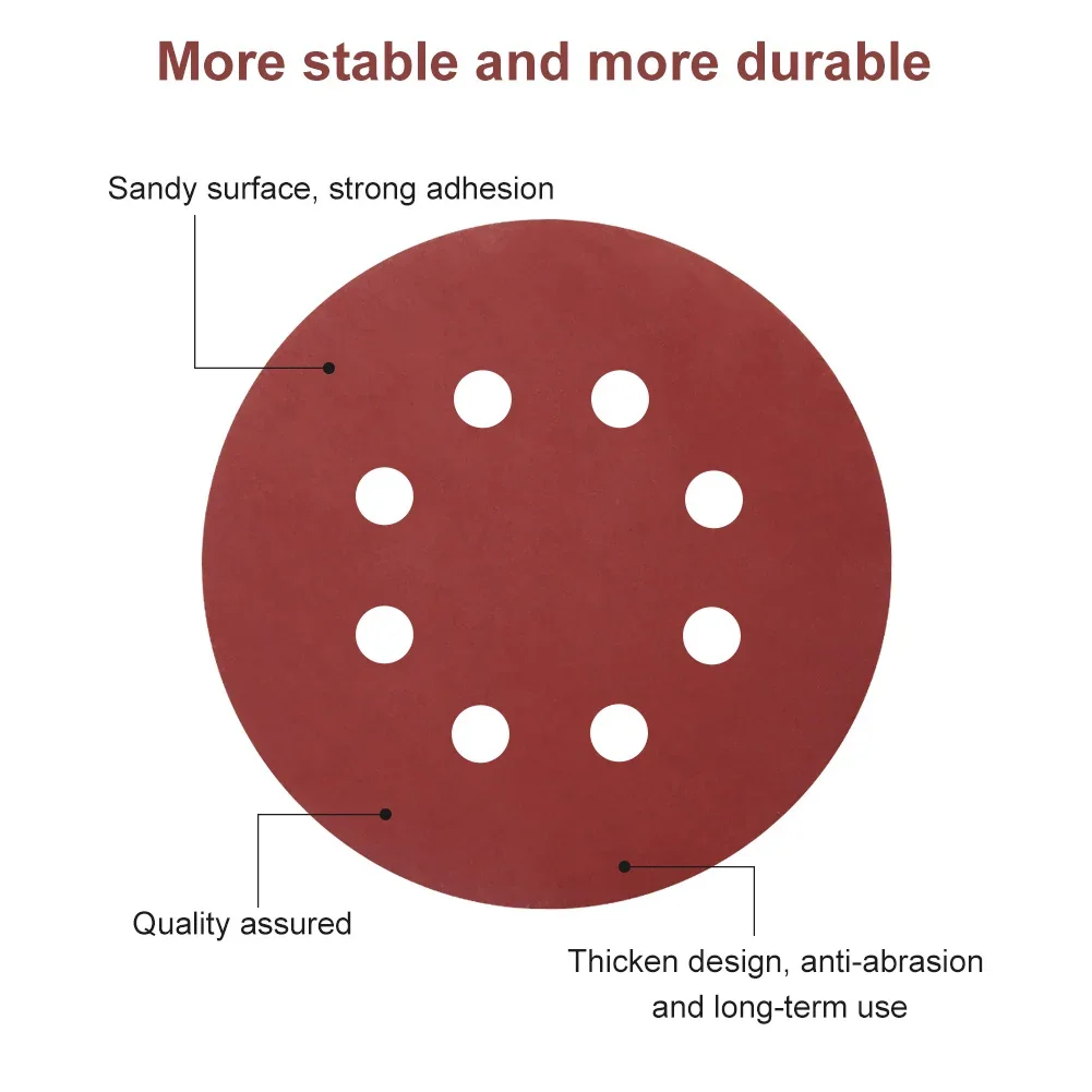 

10 Pieces Sanding Discs Round Paper Pad Buffing Sheet Sander Polishing Shape Grit Hook Loop Sandpaper Sanding Disc Pad 5 inch 8