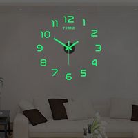 3D Wall Clock Luminous Frameless Wall Clocks DIY Digital Clock Wall Stickers Silent Clock for Home Living Room Office Wall Decor