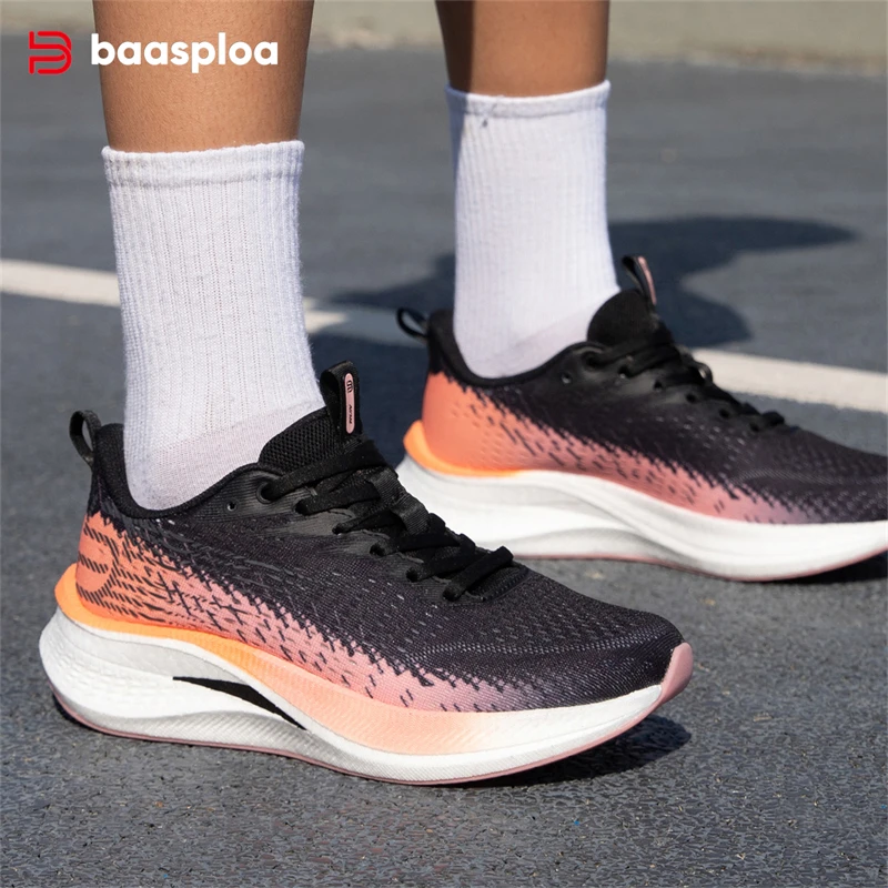 

Baasploa Women Professional Running Shoes New Breathable Lightweight Sport Shoes Women Rebound Marathon Carbon Plate Sneakers