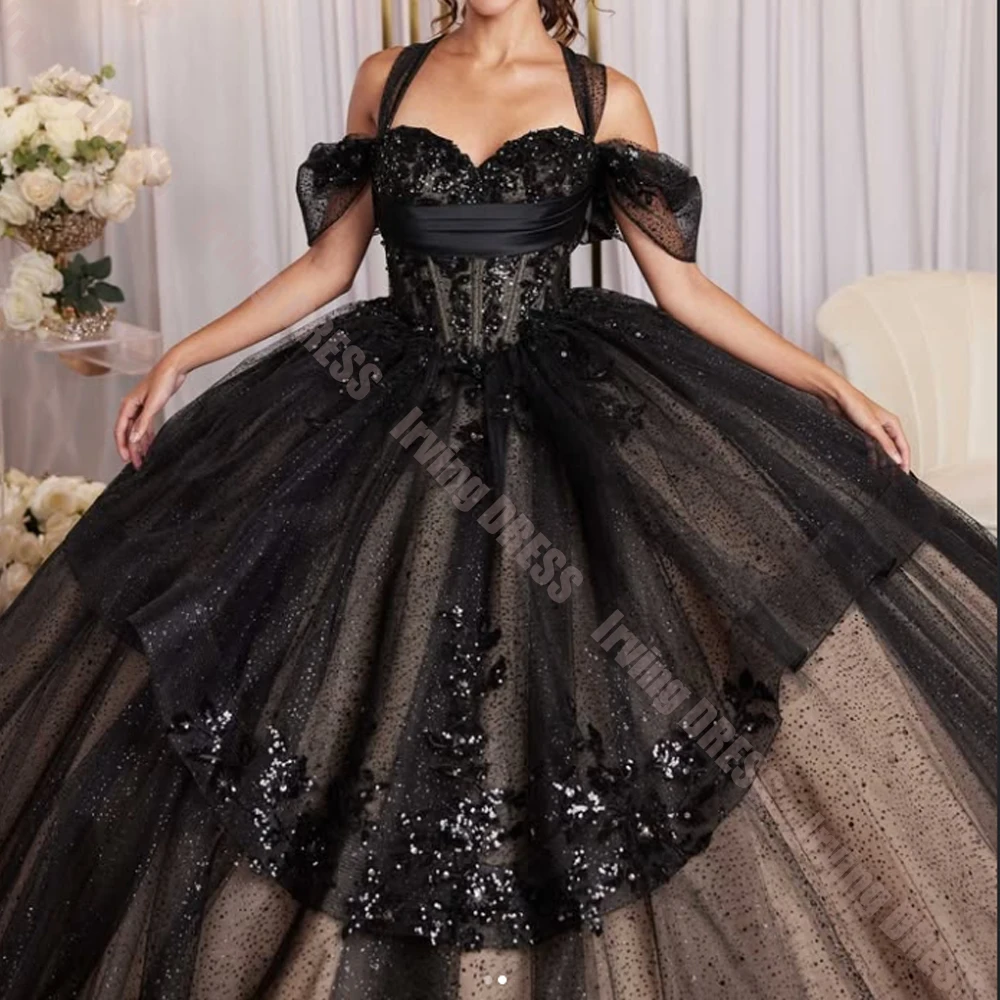 Customized Quinceanera Dress Halter Neck Sleeveless Corset Sequined Applique Pleated for 15 Birthday Princess Sweet 16 Ball Gown