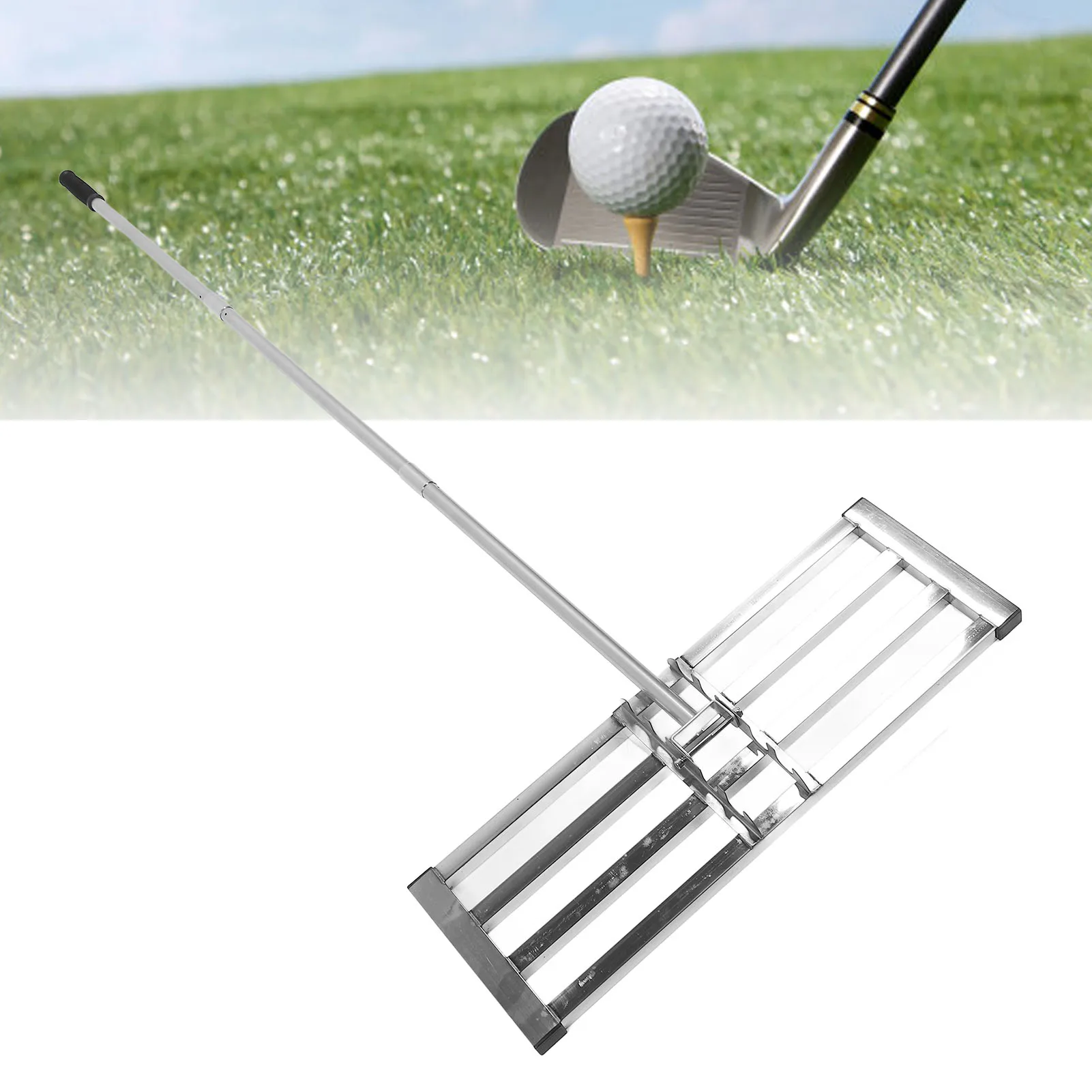 

Грабли для выравнивания газона, инструмент Levelawn из нержавеющей стали, уровень почвы, грязи, наземные поверхности, заземляющая пластина, длинная ручка для травяной газоны, фермы