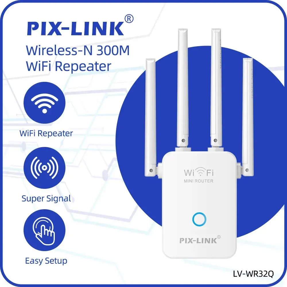 Repetidor de roteador sem fio WiFi, 4 Antena, Adequado para Casa, PX-Link, WR32Q, Amplificador de Sinal 300m, Extensor